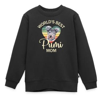 Chien Pumi hongrois - Sweat Premium enfant bio - noir - Devant - AI Model Kid Female (0cm)