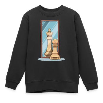 Schach Spiegel König Bauer Spiegelbild - Kinder Premium Organic Sweatshirt - Schwarz - Vorne - AI Model Kid Female (0cm)