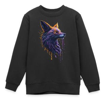 Peinture orange et violette Fox Head Illustration Desi - Sweat Premium enfant bio - noir - Devant - AI Model Kid Female (0cm)