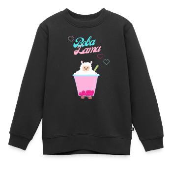 Boba Tea Lama /Bubble tea Lama - Kinder Premium Organic Sweatshirt - Schwarz - Vorne - AI Model Kid Female (0cm)