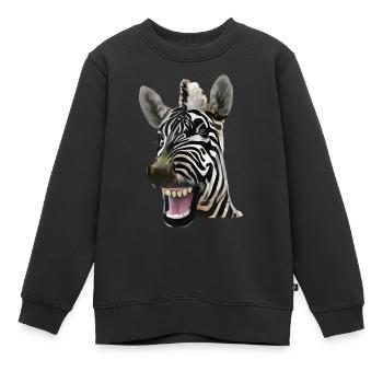 Zèbre au large sourire - Sweat Premium enfant bio - noir - Devant - AI Model Kid Female (0cm)