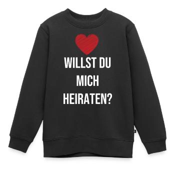 Heiratsantrag während Kochen - Kinder Premium Organic Sweatshirt - Schwarz - Vorne - AI Model Kid Female (0cm)