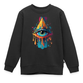 Illustration de l’œil qui voit tout - Sweat Premium enfant bio - noir - Devant - AI Model Kid Female (0cm)