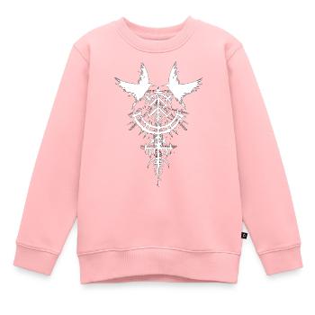 Viking Design Ravens Odin’s Hugin et Munin - Sweat Premium enfant bio - rose - Devant - AI Model Kid Female (0cm)