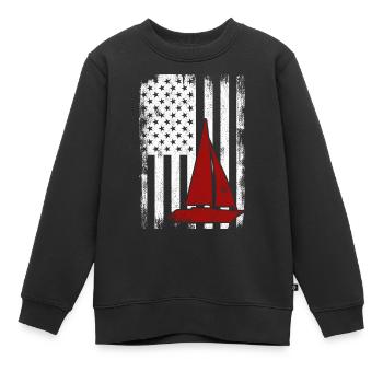 Patriotischer Seemann US - Kinder Premium Organic Sweatshirt - Schwarz - Vorne - AI Model Kid Female (0cm)
