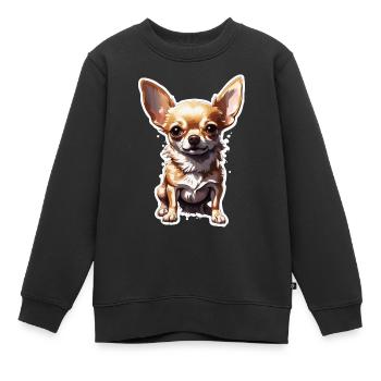 Chihuahua / petit chien / animal / minuscule / race - Sweat Premium enfant bio - noir - Devant - AI Model Kid Female (0cm)