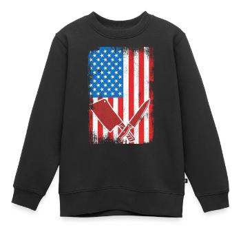 US Flagge Schlachter - Kinder Premium Organic Sweatshirt - Schwarz - Vorne - AI Model Kid Female (0cm)