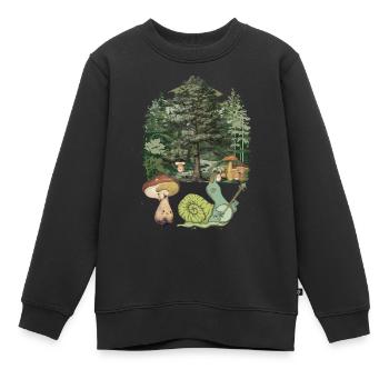 Enfant Escargot Habitant De La Forêt Musique Enfant - Sweat Premium enfant bio - noir - Devant - AI Model Kid Female (0cm)
