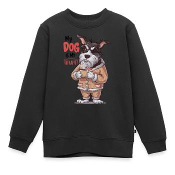 Mein Hund ist mein Therapeut Tierliebhaber - Kinder Premium Organic Sweatshirt - Schwarz - Vorne - AI Model Kid Female (0cm)