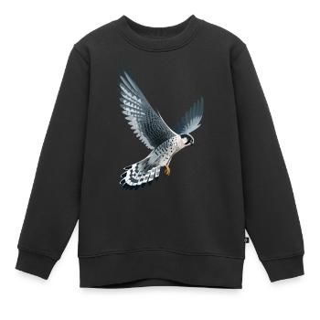 Faucon pèlerin en vol - Sweat Premium enfant bio - noir - Devant - AI Model Kid Female (0cm)