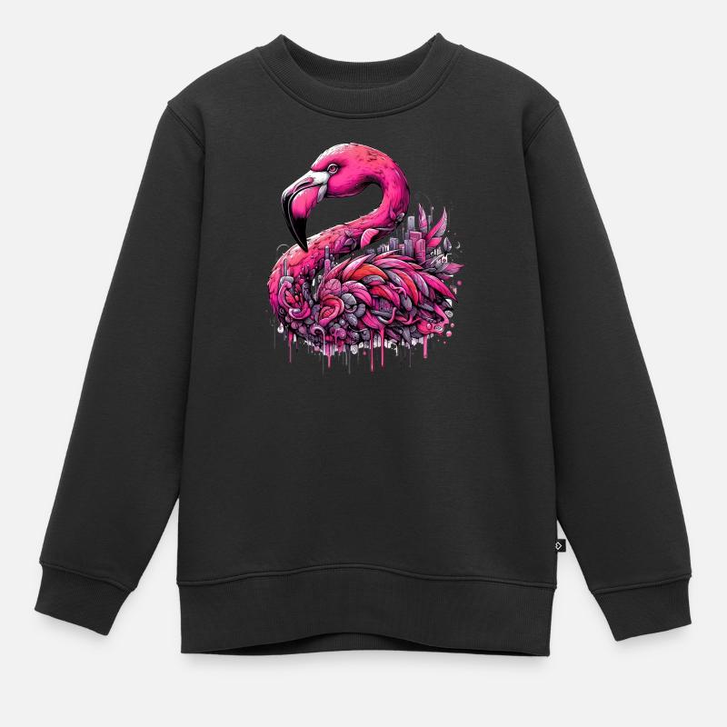 Flamingo - Kinder Premium Organic Sweatshirt - Schwarz