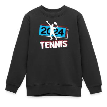 Tennis 2024 Tennisspiel Tennisspieler Turnier - Kinder Premium Organic Sweatshirt - Schwarz - Vorne - AI Model Kid Female (0cm)