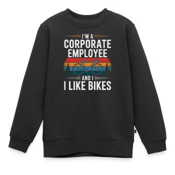 Firmenmitarbeiter, der Fahrräder mag - Kinder Premium Organic Sweatshirt - Schwarz - Vorne - AI Model Kid Female (0cm)