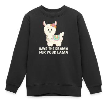 Save the drama for your lama - Kids Premium Organic Sweatshirt - black - Front - AI Model Kid Female (0cm)