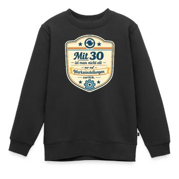 Mit 30 Zurück auf Werkseinstellungen - Kinder Premium Organic Sweatshirt - Schwarz - Vorne - AI Model Kid Female (0cm)