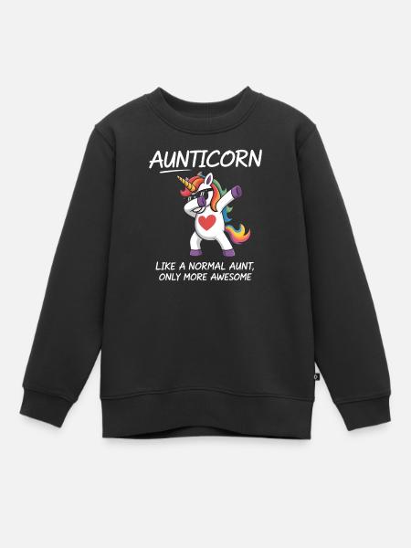 Aunticorn Tante Einhorn Dabbing Spruch Awesome - Kinder Premium Organic Sweatshirt - Schwarz