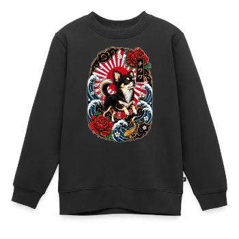 Chihuahua im japanischen Tattoo Style - Kinder Premium Organic Sweatshirt - Schwarz - Vorne - AI Model Kid Female (0cm)