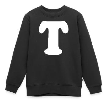 Caractères en T en grande taille | Lettre T | T Logo - Sweat Premium enfant bio - noir - Devant - AI Model Kid Female (0cm)