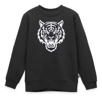 Stilisierter Tigerkopf Muster - Kinder Premium Organic Sweatshirt - Schwarz - Vorne - AI Model Kid Female (0cm)