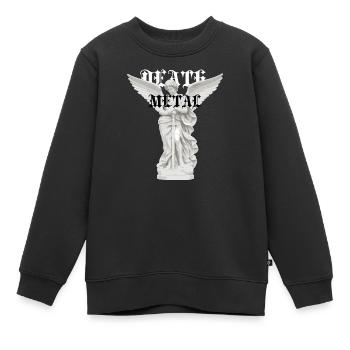 Winged Angel Statue Metal Typography - Kids Premium Organic Sweatshirt - black - Front - AI Model Kid Female (0cm)