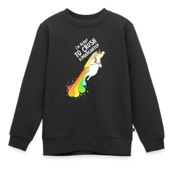 Prêt à écraser la licorne de la maternelle retour à l’école - Sweat Premium enfant bio - noir - Devant - AI Model Kid Female (0cm)
