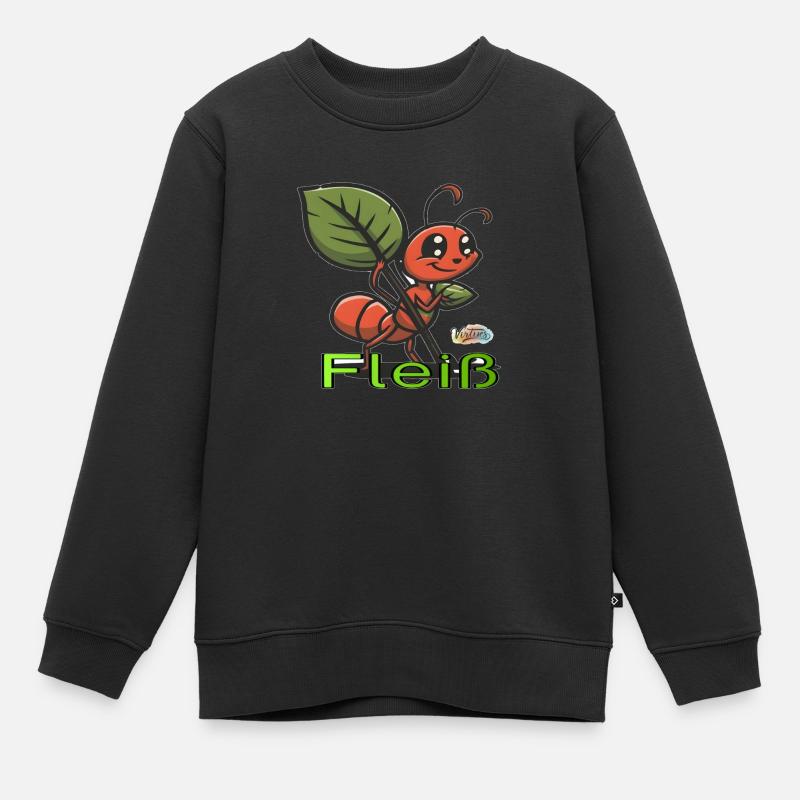 Werte mit Tieren: FLeiß - Kinder Premium Organic Sweatshirt - Schwarz