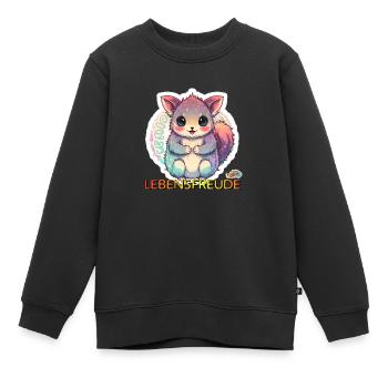 Werte mit Tieren: Lebensfreude - Kinder Premium Organic Sweatshirt - Schwarz - Vorne - AI Model Kid Female (0cm)