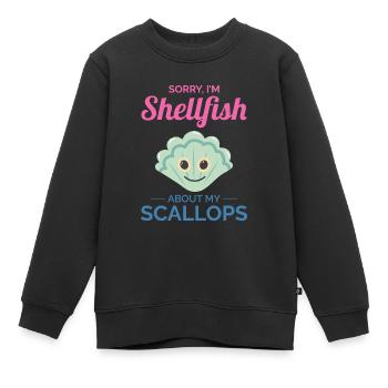 Pétoncles Coquillages Collector Beachcomber Crustacés - Sweat Premium enfant bio - noir - Devant - AI Model Kid Female (0cm)