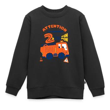 pompiers pour enfants 2 ans anniversaire - Sweat Premium enfant bio - noir - Devant - AI Model Kid Female (0cm)