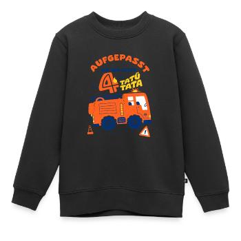 Feuerwehrmann Geburtstagsshirt 4 Jahre - Kinder Premium Organic Sweatshirt - Schwarz - Vorne - AI Model Kid Female (0cm)