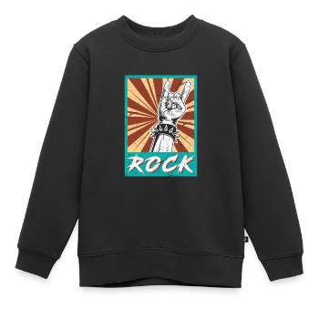 Rock à la main symbole rock rock rocker - Sweat Premium enfant bio - noir - Devant - AI Model Kid Female (0cm)