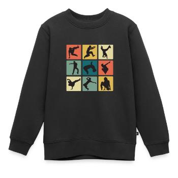 Vintage Breakdance Moves B-Boy Breakdancer - Sweat Premium enfant bio - noir - Devant - AI Model Kid Female (0cm)