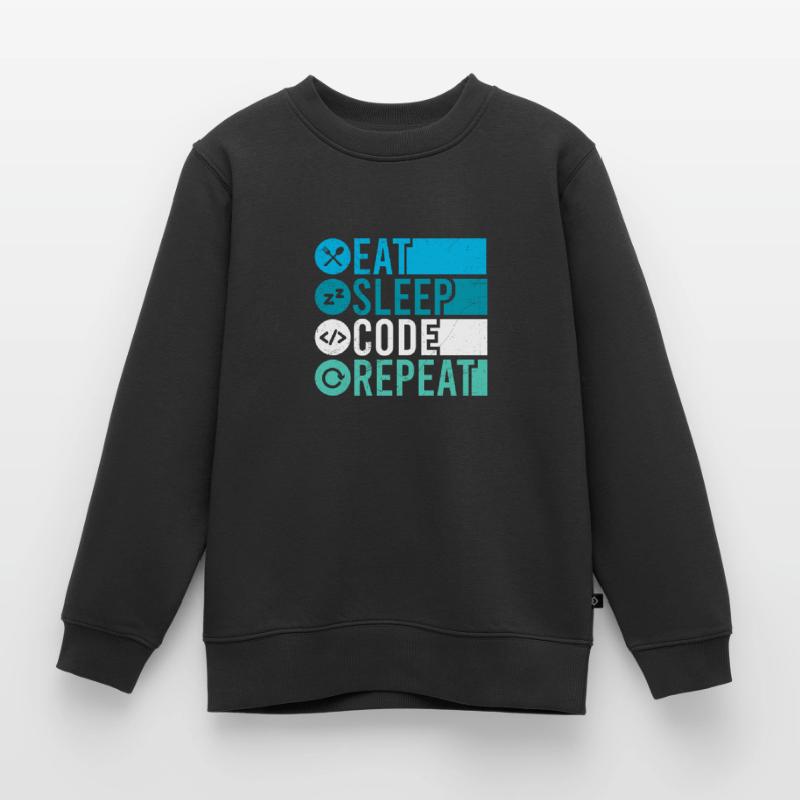 Eat Sleep Code Repeat Programmierer Software Kinder Premium Organic Sweatshirt