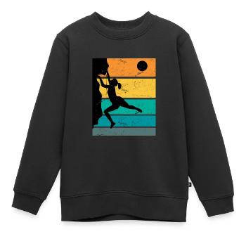 Retro Boulder Felsklettern Freiklettern - Kinder Premium Organic Sweatshirt - Schwarz - Vorne - AI Model Kid Female (0cm)