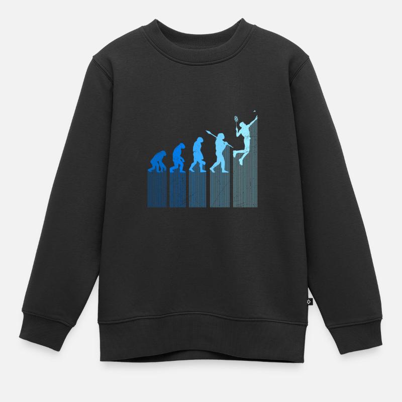 Badminton Player Evolution Monkey Human Development - Kids Premium Organic Sweatshirt - black