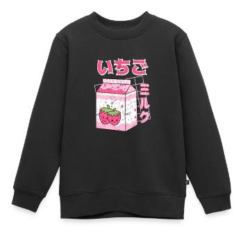 Anime Manga Kawaii Strawberry Milkshake Milk Shake - Sweat Premium enfant bio - noir - Devant - AI Model Kid Female (0cm)