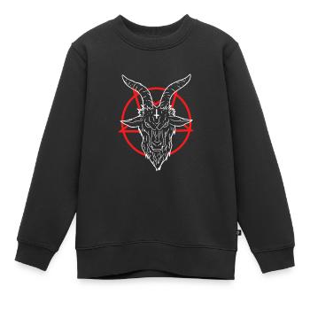 666 Satan Diable Antéchrist Chèvre Pentagramme - Sweat Premium enfant bio - noir - Devant - AI Model Kid Female (0cm)