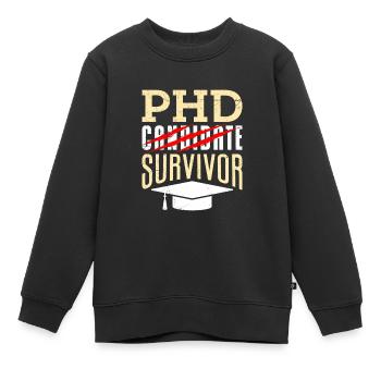 phd Survivor doctoral thesis passed doctorate - Kids Premium Organic Sweatshirt - black - Front - AI Model Kid Female (0cm)