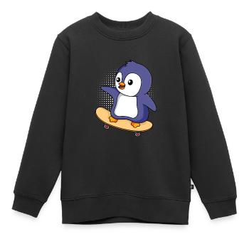 Skater PInguin Skateboarding Pinguin - Kinder Premium Organic Sweatshirt - Schwarz - Vorne - AI Model Kid Female (0cm)