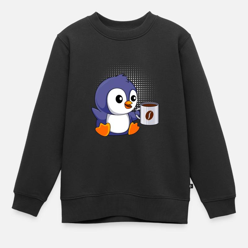 Café Pingouin Bébé Pingouin Café Junkie - Sweat Premium enfant bio - noir