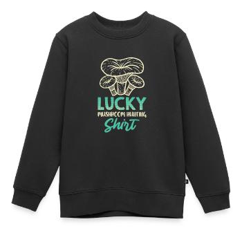 Lucky Mushroom Hunting Glückspilz - Kids Premium Organic Sweatshirt - black - Front - AI Model Kid Female (0cm)