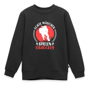 Echte Mädchen spielen Eishockey Damen - Kinder Premium Organic Sweatshirt - Schwarz - Vorne - AI Model Kid Female (0cm)
