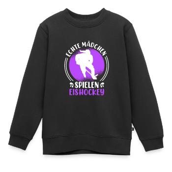 Echte Mädchen spielen Eishockey Damen - Kinder Premium Organic Sweatshirt - Schwarz - Vorne - AI Model Kid Female (0cm)