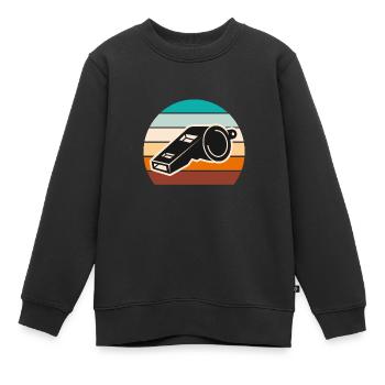 Arbitre de pipe Shiri vintage - Sweat Premium enfant bio - noir - Devant - AI Model Kid Female (0cm)