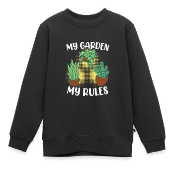 Mein Garten meine Regeln Schrebergarten - Kinder Premium Organic Sweatshirt - Schwarz - Vorne - AI Model Kid Female (0cm)