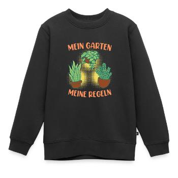 Mein Garten meine Regeln Schrebergarten - Kinder Premium Organic Sweatshirt - Schwarz - Vorne - AI Model Kid Female (0cm)