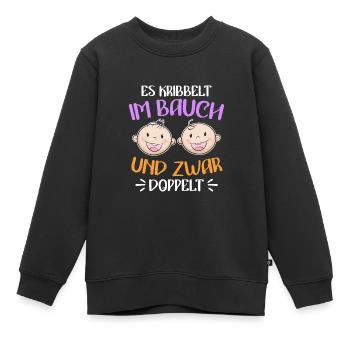 Kribbeln im Bauch Mutter von 2 Zwillinge im Bauch - Kinder Premium Organic Sweatshirt - Schwarz - Vorne - AI Model Kid Female (0cm)