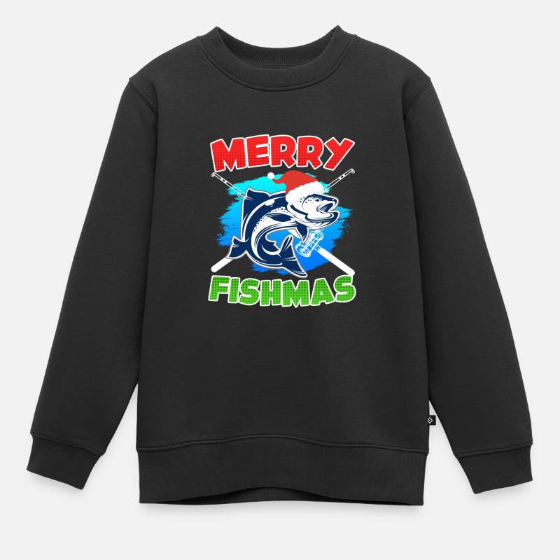 Joyeux poisson Pêche - Sweat Premium enfant bio - noir