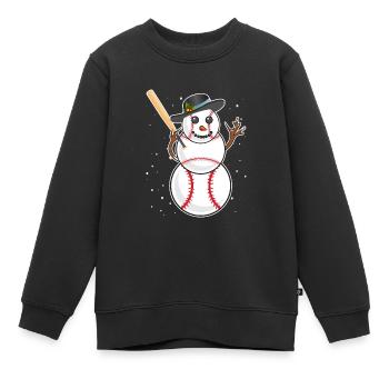 Baseball Schneemann Baseball Spieler Baseballer - Kinder Premium Organic Sweatshirt - Schwarz - Vorne - AI Model Kid Female (0cm)