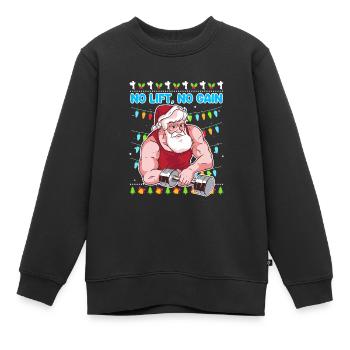No Lift no Gain Bodybuilder - Sweat Premium enfant bio - noir - Devant - AI Model Kid Female (0cm)
